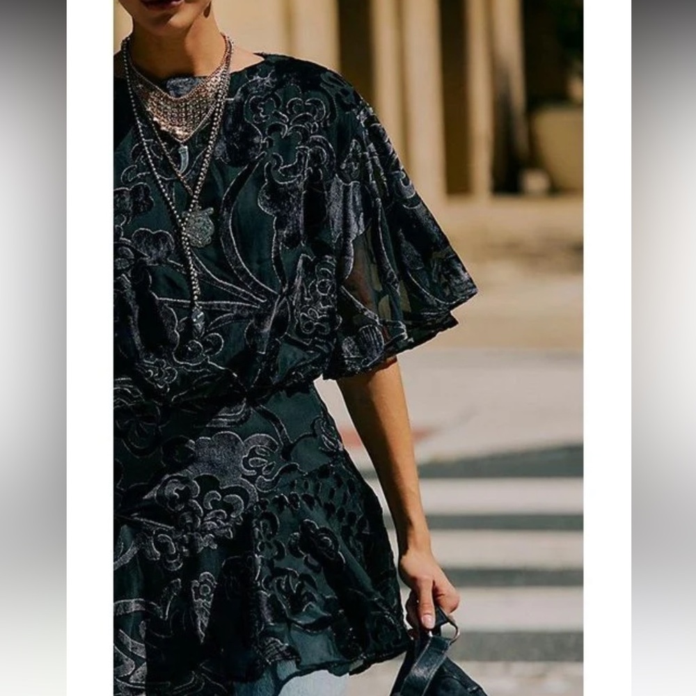 Free People Manuka Burnout Velvet Mini Dress